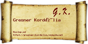 Gresner Kordélia névjegykártya